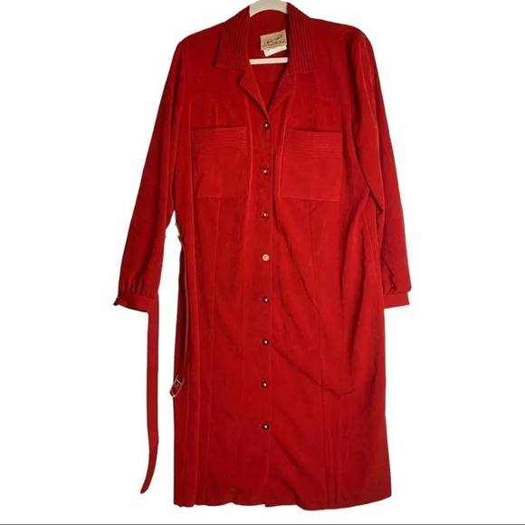 Vintage Red Secretary  Dress Belted Church Business SIZE 12| Charles Caroll - Picture 3 of 12